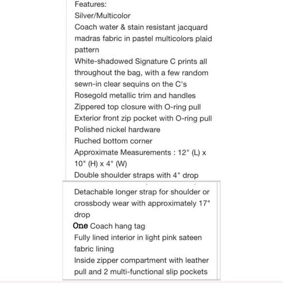 Coach Poppy Daisy pink multicolor madras signature C logo crossbody - Picture 14 of 14